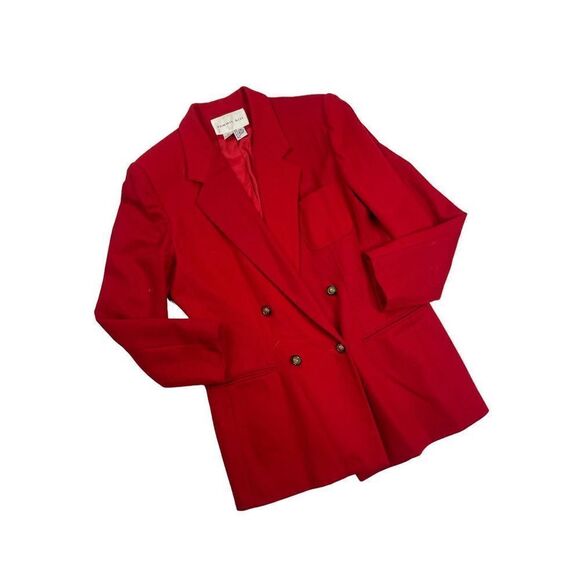 Vintage Summit Hill Women’s Red Double Breasted Wool Blazer Jacket Size 14 - Picture 1 of 7